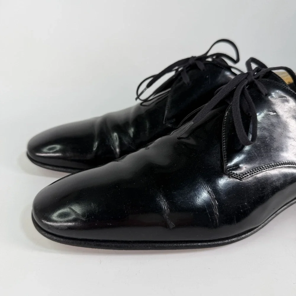 Ferragamo Tuxedo Shoes Mens 9 EE Patent Leather Oxford Formal Dress Lace Opera